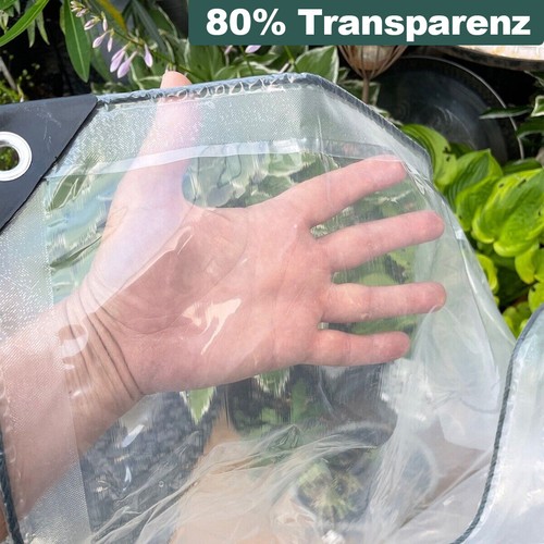 Transparente Plane mit Ösen wasserdicht Abdeckplane Reißfest  Schutzplane Garten - Zdjęcie 2 z 7