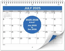 Dunwell 8.5X11 Binder Calendar 2025-2026, Use 18 Months, July 2025 to Dec 2026,