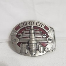 Vintage 1992 Siskiyou red enamel inset Mechanics belt buckle