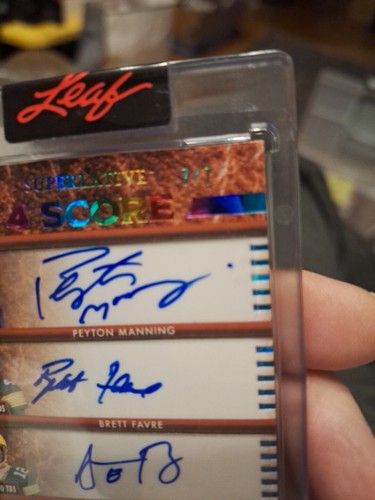 Leaf Superlative PEYTON MANNING BRETT FAVRE AARON RODGERS DAN MARINO 4 SCORE 7/7 - Picture 3 of 3
