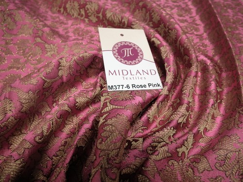 £7.50 Indian Floral Gold Metallic faux silk banarsi Brocade 44" Wide M377 - Picture 23 of 26
