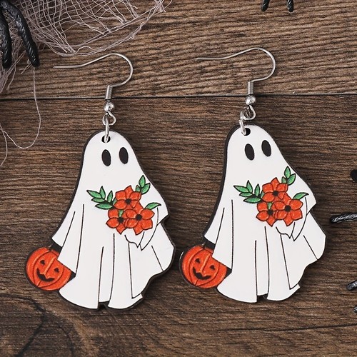 Halloween Geister Stil Handgefertigte Holz Ohrringe - Damen Exklusiver Unikat Stil - Bild 2 von 19