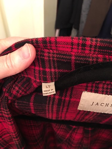 Jachs Mens Large Red Black Flannel Plaid Long Sleeve Button Up Shirt Lumberjack - Picture 2 of 8