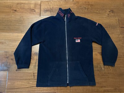 Vintage Polo Sport Ralph Lauren Navy Blue Full Zip Fleece Jacket