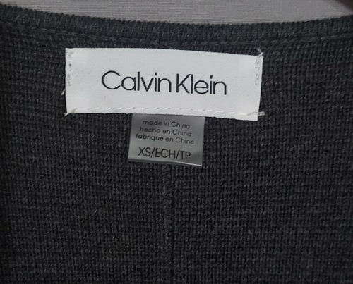 Calvin Klein Size XS Women Multi-Color Striped L-Sleeve Open Front Long Cardigan - Picture 10 of 12