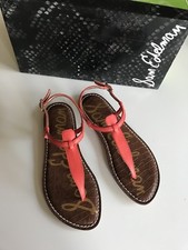 Sam Edelman Leather Gigi Sandals Size 5 M Blood Orange New With Box