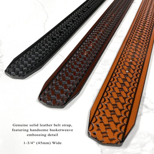 Men's Basketweave Genuine One Piece Leather Utility Uniform Work Belt 1.75 Inch - Picture 6 of 9