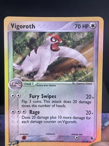 Pokemon Card Vigoroth 47/109 Reverse Holo EX Ruby & Sapphire Near Mint - Picture 2 of 4