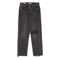 LEVI'S Wedgie BIG E Distressed Womens Jeans Black Regular Straight W23 L26