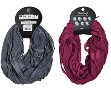 Women Infinity Scarf Set 2-Pc Gray Cranberry Loop Neck Head Wrap Face Mask
