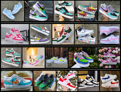 Scarpe Nike Air Force 1 personalizzate nere neon splatter verdi blu rosse uomo donna - Foto 6 di 18