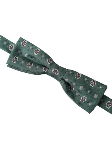 DOLCE & GABBANA Bow Tie Mint Green Floral Adjustable Neck Men Papillon 300usd - Picture 2 of 5