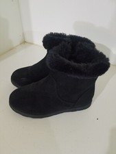 Used Girl Cat and Jack Zip Up Black Boots Toddler Size 11 Faux Fur Lining