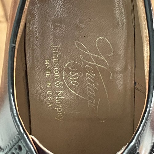 Johnston & Murphy Heritage Shoes 9.5C Oxford Saddle Burgundy Black Comb Last USA - Picture 14 of 15