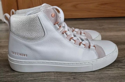Women’s Skechers Street LA Trainers White Leather Hi Tops UK Size 4 Mint - Picture 3 of 10