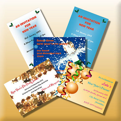 Personalised New Year/'s Eve Invitations Party Invites Dinner Drinks Celebration