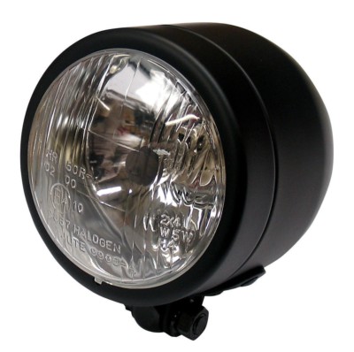 Single Base Mounted Round BLACK Dominator Motorcycle Headlight E-MARKED