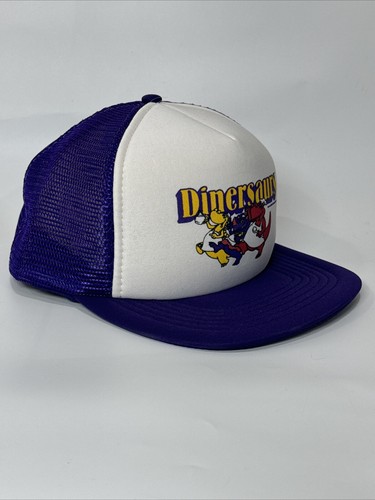 Dinersaurs Cereal Vintage 80s Mesh Snapback Promotional Hat Cap Purple Dinosaurs - Picture 4 of 11