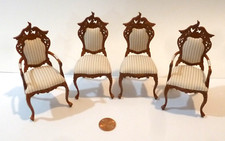 Set of 4 BESPAQ DOLLHOUSE MINIATURE ALEXANDRIA DINING CHAIRS 2 ARM & 2 SIDE 6501