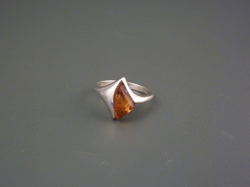 Bernstein Silberring Damenring 925er Silber Gr. 57 - Vintage Modernist - Bild 5 von 7