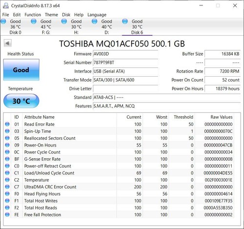 500GB Toshiba MQ01ACF050 HDD AAD AA21/AV003D HDKCC00D2A05 fw AV003D pcb G003235C - Picture 5 of 5