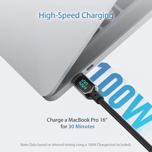 SOOPII Câble USB C vers USB C 100W,Câble Type-C Tressé Nylon avec Affichage LED - Photo 25 sur 41
