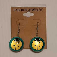LADYBUGS LADY BUG  4 Double sided Pendant Charm Dangle Earrings / hooks