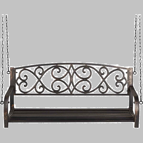 Outdoor Furniture Metal Fleur De Lis Hanging Patio Porch Swing
