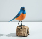 Eastern bluebird Statue, Painted Wood Carving, Wooden Bird Art, Gift Idea