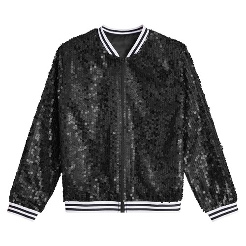 Kids Jackets Girls Boys Sequin Zipper Coat Jacket Birthday Outerwear Dance Cloth - Picture 47 of 81