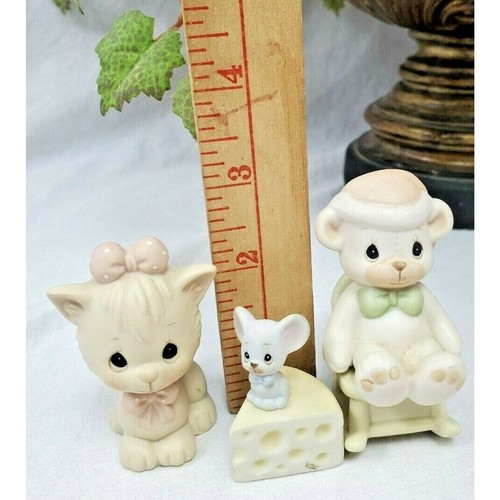Precious Moments Lot Mouse Cat Teddy Bear Figurine 1990 Enesco Not A Creature - Picture 4 of 5