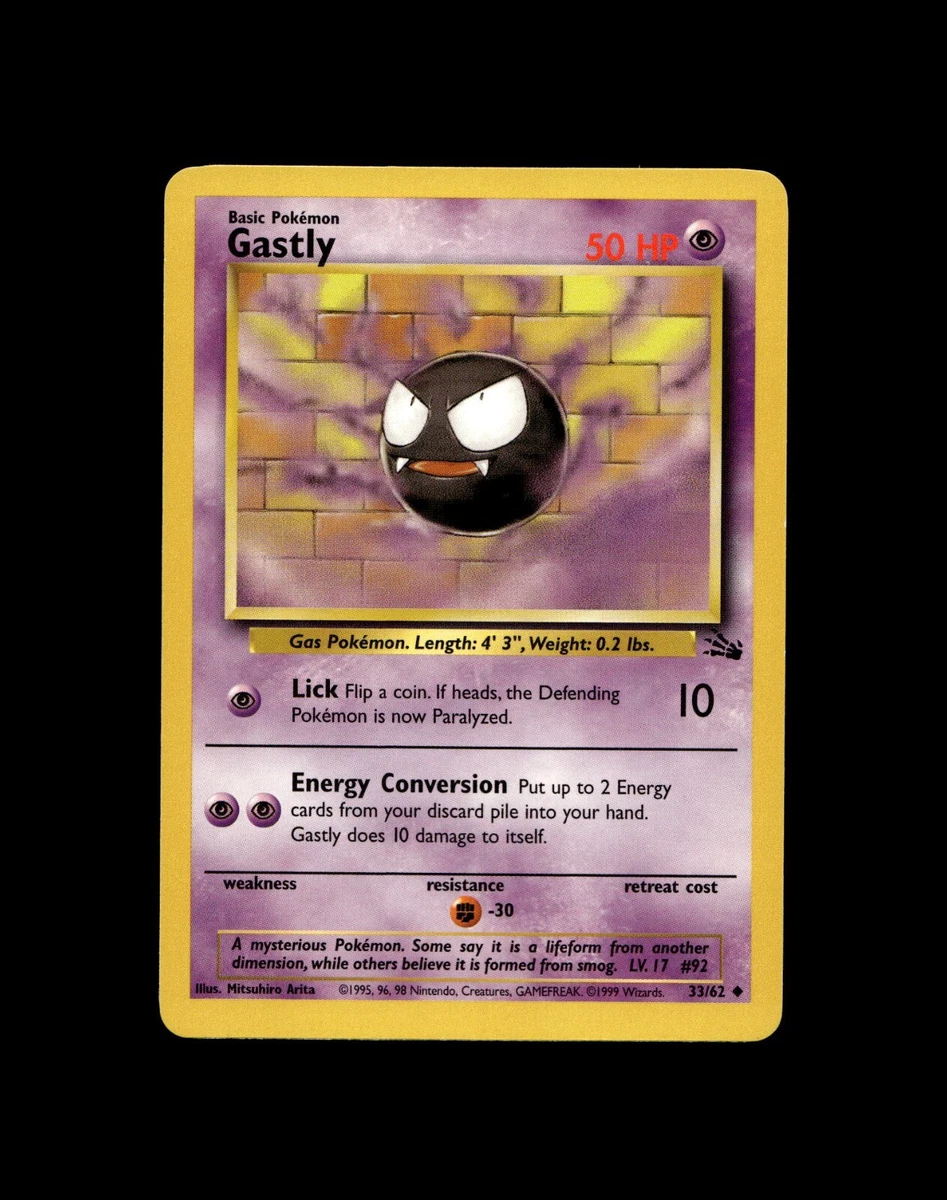 1995 gastly pokemon card Gastly Fossil No.092 Card