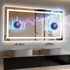 LUVODI Bluetooth LED Bathroom Mirror Music Temperature Anti-fog Vanity Mirror US