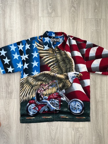 Steve & Barry`s Shirt American Flag / Eagle / Biker Overlogo Size L - Picture 2 of 8