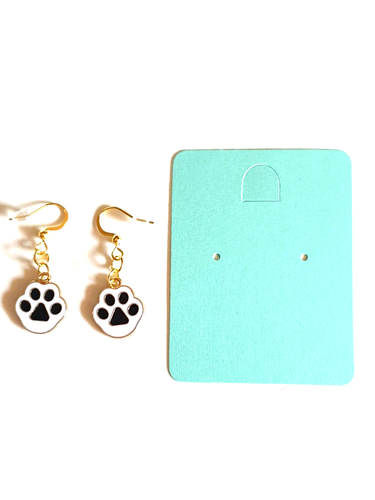 🐾Cute Enamel Animal Paw Print Gold Plated Earrings🐾 - Picture 3 of 8