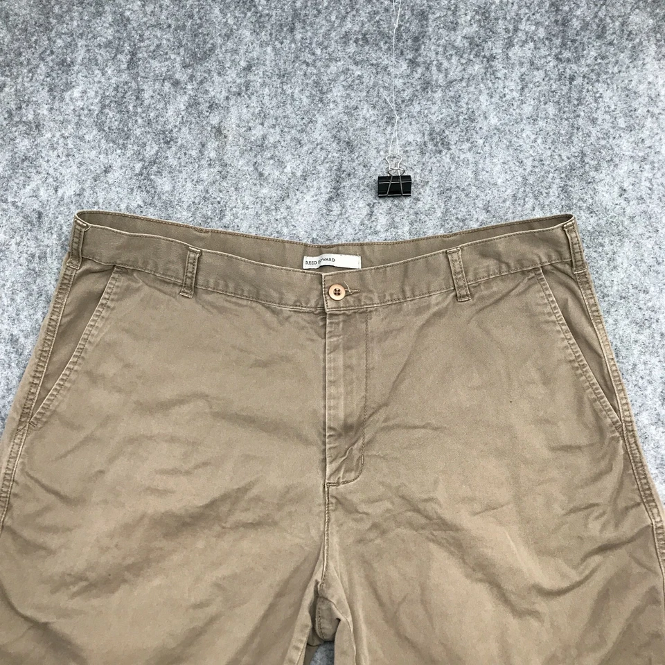 Pantalones Cortos Reed Edward Para Hombre Talla 38 Caqui Marrón Frente Plano Informales Bolsillos Cortados Foto 4 de 4
