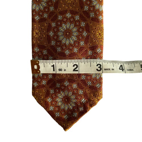 Corbata Robert Talbott siete pliegues cuello naranja medallón floral 36/40 nueva sin etiquetas defectuosa - Imagen 6 de 7