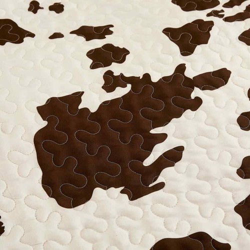 Rustic Cowhide Brown Bedspread Quilt - 3 Piece Set - 第 6/7 張圖片