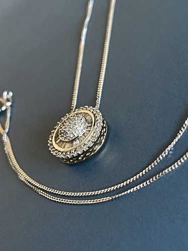1ct Diamond Necklace 9ct in White Gold Circle Of Life Chain 1ct Halo Round - Picture 7 of 12