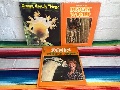 Lot of 3 National Geographic Books Desert World Reptiles Amphibians Zoos 70s 80s