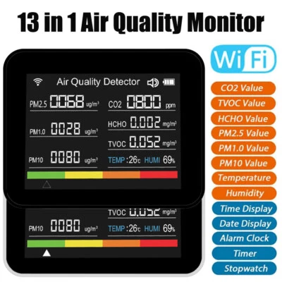 13in1 Multifunctional Air Quality Monitor WIFI CO2 HCHO TVOC PM Meter Detector