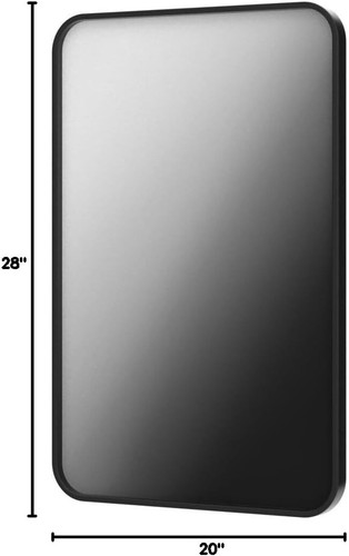 Brightify Black Bathroom Mirror 20" x 28" Rectangular Framed Mirror - Picture 4 of 7