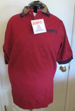 Swingster ESPN Men's Size L Button Short Sleeve Golf Shirt DARK RED USA Made NOS