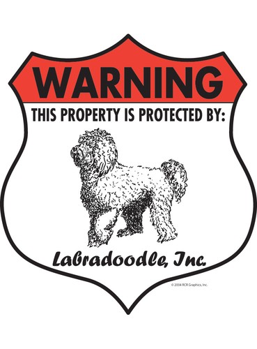 Achtung! Labradoodle Eigentum geschützt - Vorsicht Hund Aluminium Hundeschild - 7" x 8" - Bild 3 von 4
