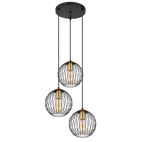 Pendelleuchte Hängelampe Deckenleuchte Höhenverstellbar schwarz gold 3 flammig - Bild 2 von 8