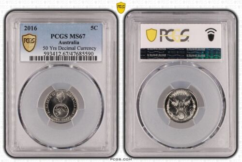 2016 Australia 5C 50 Yrs Decimal Currency PCGS - MS67 - 590 D4-871 - Picture 1 of 1