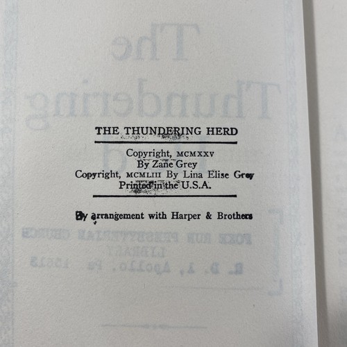 Zane Grey The Thundering Herd Hardcover Walter Black Inc Good Cond Vintage 1925 - Imagen 9 de 9