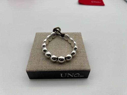 NEW Uno de 50 SER INTREPIDA Leather Sterling Silver Plated Bracelet Beads Medium - Picture 3 of 12