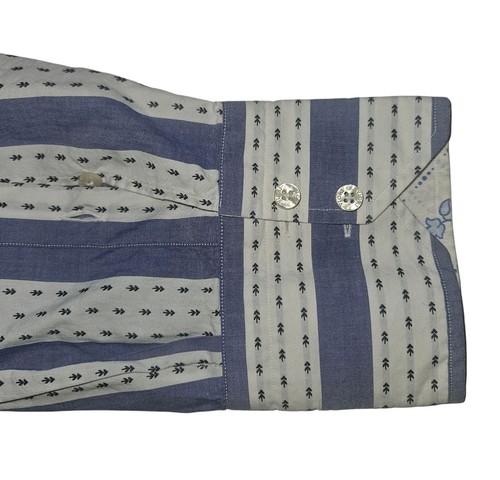 Men's VICRI PORTO Premiuum Blue STRIPE Pattern Button Down SHIRT 43/17 *FITS* L - Picture 4 of 8