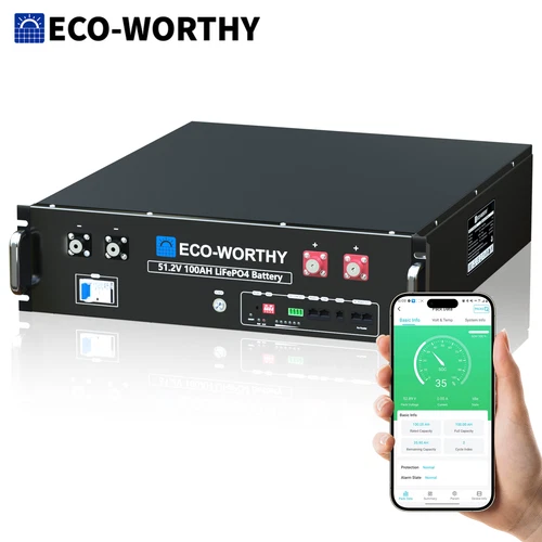 ECO-WORTHY 5.12kWh 48V 100AH Server Rack LiFePO4 Lithium Battery 3U Size